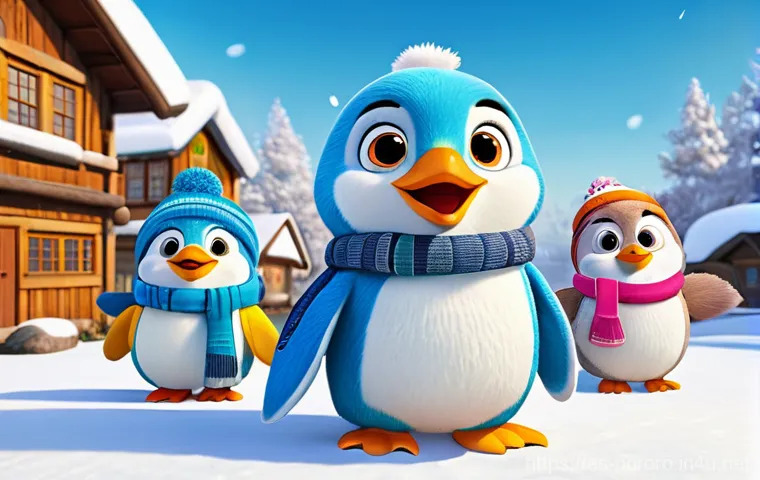 뽀로로 애니메이션의 제작 과정 - ### Prompt 1: Pororo and Friends' Snowy Adventure