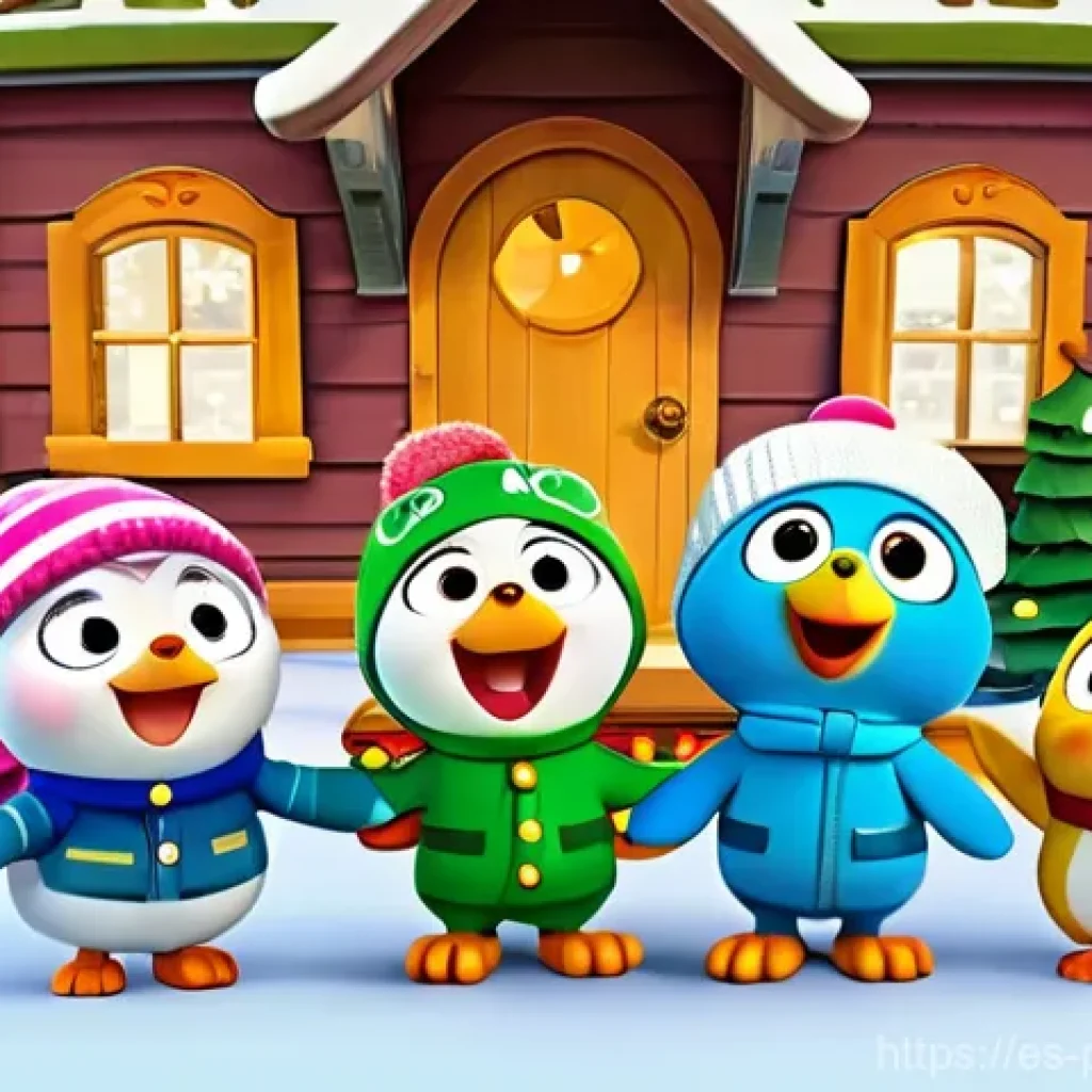 뽀로로의 새로운 캐릭터 등장 - A heartwarming scene on Pororo's snowy island. Pororo, Crong, Eddy, Poby, Loopy, Petty, and Harry ar...