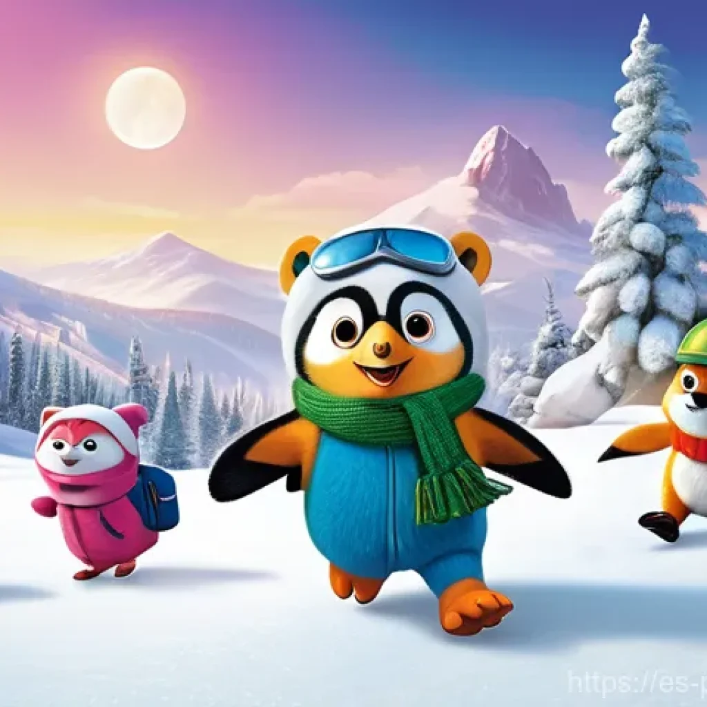 뽀로로와 친구들 관계도 - **A joyous group adventure in a snowy wonderland, emphasizing diverse friendships.**
    An illustra...
