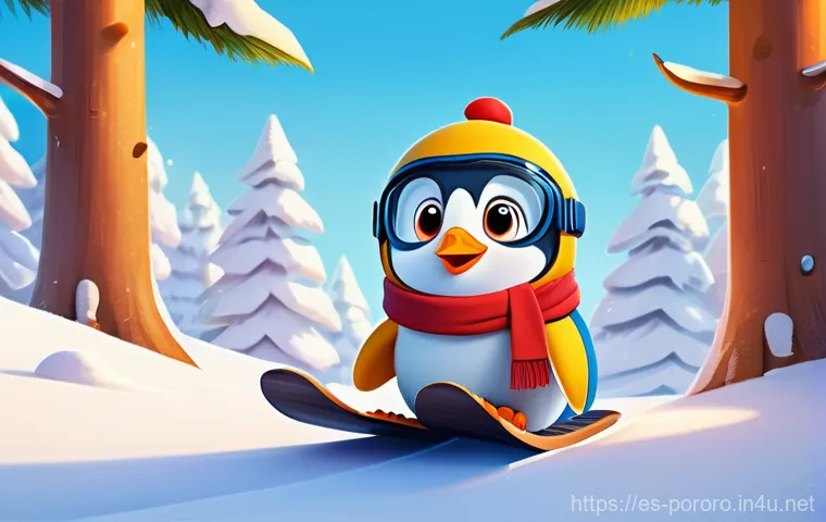 뽀로로의 탄생 배경 - **Prompt:** A whimsical illustration of Pororo the little penguin, wearing his iconic blue aviator h...