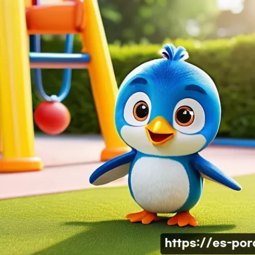 Home 30 뽀로로 인기 요인 분석 - A colorful, friendly cartoon penguin character inspired by Pororo, with big expressive eyes and a br...