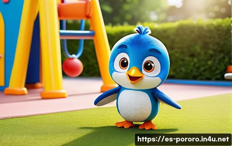 뽀로로 인기 요인 분석 - A colorful, friendly cartoon penguin character inspired by Pororo, with big expressive eyes and a br...