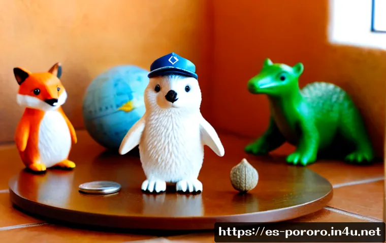Home 17 뽀로로 캐릭터별 트리비아 - Photorealistic premium toy-diorama scene of five original, non-branded animal adventurer friends—che...