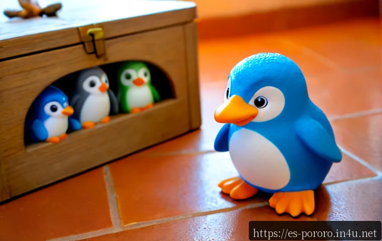 Home 17 뽀로로 캐릭터들의 숨겨진 이야기 - Photorealistic close-up of a cheerful small blue penguin figurine and three diverse animal friends g...